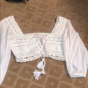 Crochet long sleeve crop